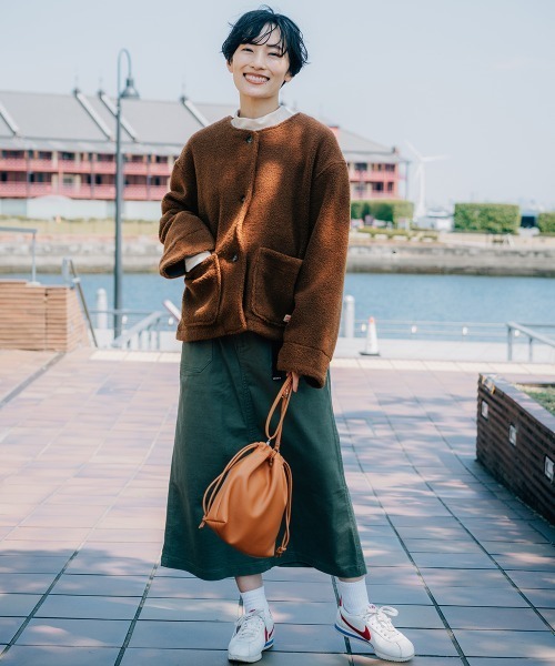 KRIFF MAYER Lady's Collection（クリフメイヤーレディースコレクション）の「【軽い･暖かい】パイルフリースノーカラージャケット（その他アウター・レディース・ネイビー/ブラウン/グレイッシュベージュ/ブルー・MEDIUM/LARGE）」の7枚目の写真