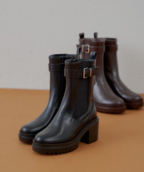 Chico（チコ）の「厚底サイドゴアベルトショートブーツ（ブーツ・レディース・ブラウン/ブラック・LARGE/MEDIUM/SMALL）」の13枚目の写真