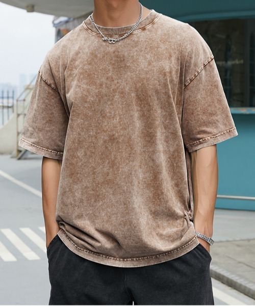 Evo+Revo(エボレボ)の「”シンプルでフレッシュに” 無地ヴィンテージ加工Tシャツ(Tシャツ/カットソー・メンズ・ブラウン/グレー/カーキ/ブラック・M/L/XL)」の3枚目の写真