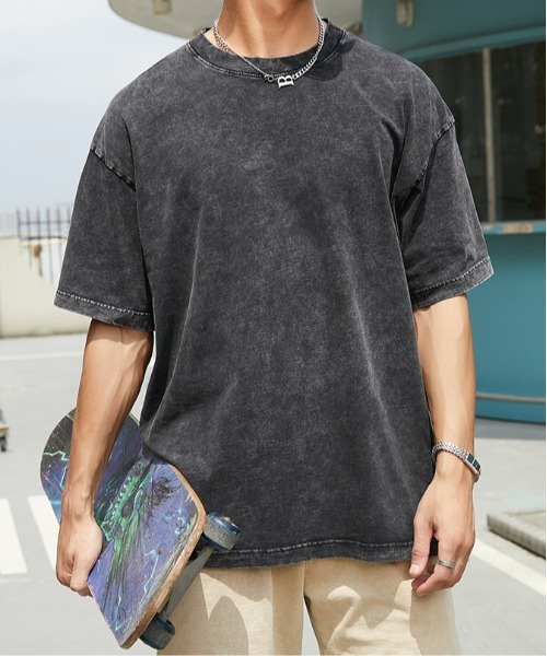 セール】”シンプルでフレッシュに” 無地ヴィンテージ加工Tシャツ（T