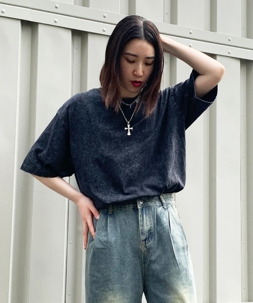 Evo+Revo(エボレボ)の「”シンプルでフレッシュに” 無地ヴィンテージ加工Tシャツ(Tシャツ/カットソー・メンズ・ブラウン/グレー/カーキ/ブラック・M/L/XL)」の6枚目の写真