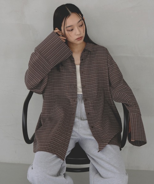 hellam（へラム）の「チェックオーバーサイズシャツ（シャツ/ブラウス・レディース・ブラウン/アイボリー/ブラック・FREE）」の16枚目の写真
