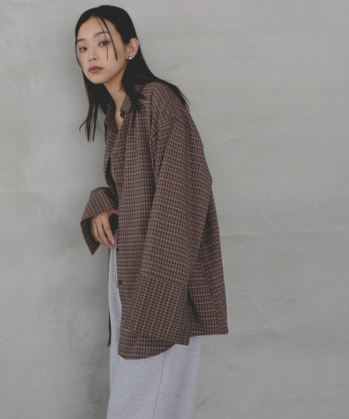 hellam（へラム）の「チェックオーバーサイズシャツ（シャツ/ブラウス・レディース・ブラウン/アイボリー/ブラック・FREE）」の17枚目の写真
