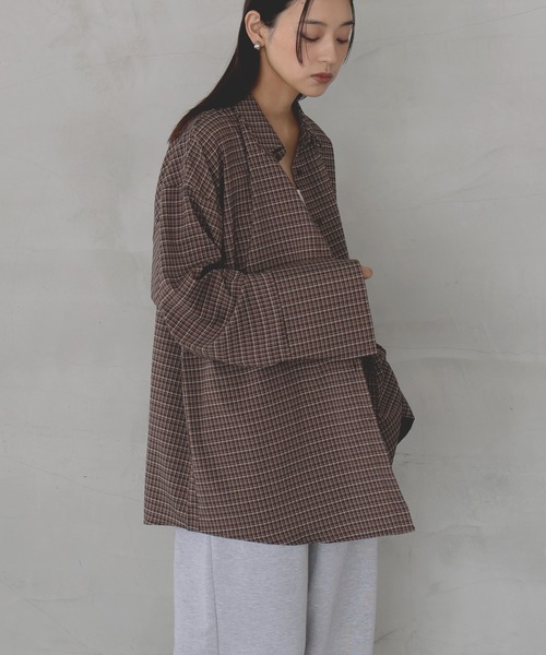 hellam（へラム）の「チェックオーバーサイズシャツ（シャツ/ブラウス・レディース・ブラウン/アイボリー/ブラック・FREE）」の19枚目の写真