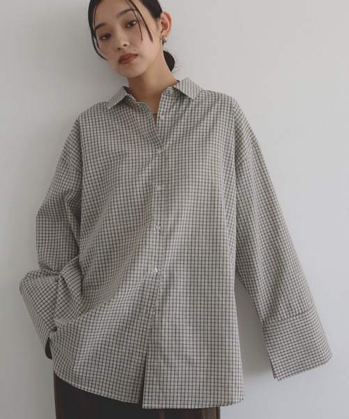 hellam（へラム）の「チェックオーバーサイズシャツ（シャツ/ブラウス・レディース・ブラウン/アイボリー/ブラック・FREE）」の10枚目の写真