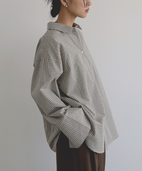 hellam（へラム）の「チェックオーバーサイズシャツ（シャツ/ブラウス・レディース・ブラウン/アイボリー/ブラック・FREE）」の11枚目の写真