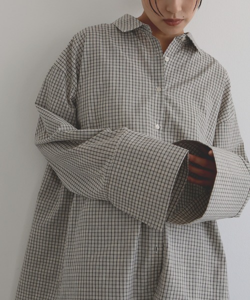 hellam（へラム）の「チェックオーバーサイズシャツ（シャツ/ブラウス・レディース・ブラウン/アイボリー/ブラック・FREE）」の13枚目の写真