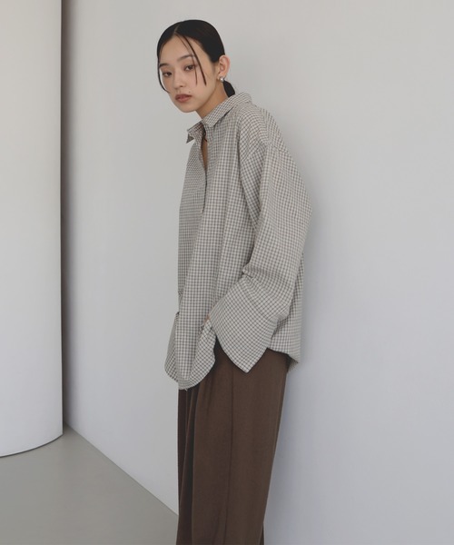 hellam（へラム）の「チェックオーバーサイズシャツ（シャツ/ブラウス・レディース・ブラウン/アイボリー/ブラック・FREE）」の14枚目の写真