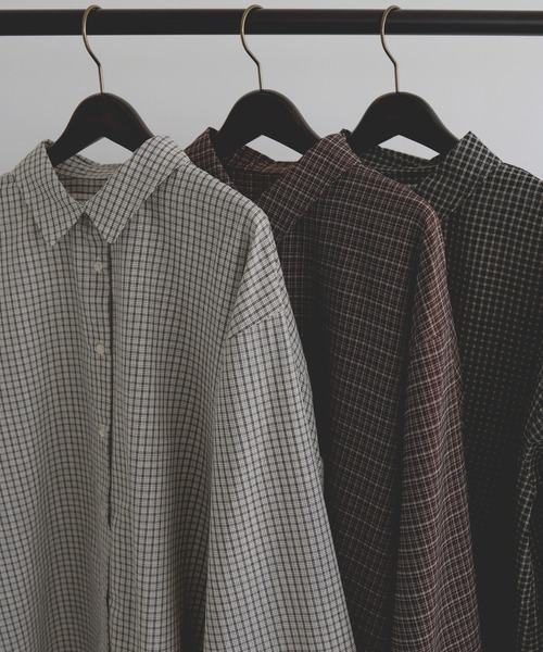 hellam（へラム）の「チェックオーバーサイズシャツ（シャツ/ブラウス・レディース・ブラウン/アイボリー/ブラック・FREE）」の7枚目の写真