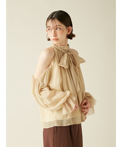 LILY BROWN（リリーブラウン）の「【WEB限定カラー】ドレープボウタイシフォンブラウス（シャツ/ブラウス・レディース・ミント/ネイビー/ドット/ピンク/アイボリー・F）」の14枚目の写真