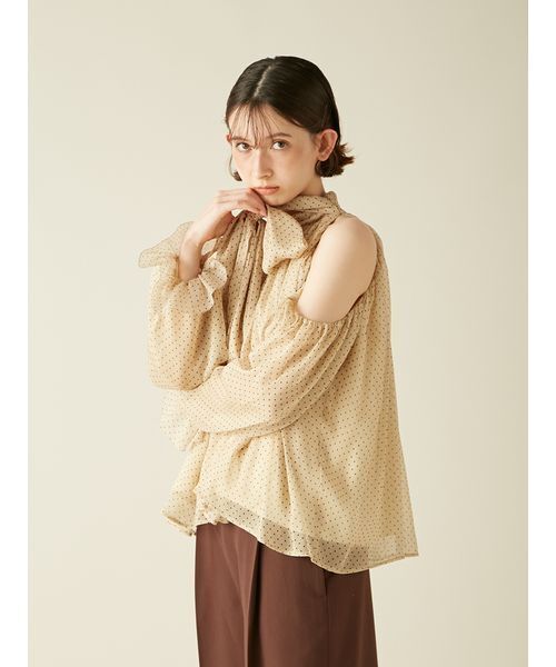LILY BROWN（リリーブラウン）の「【WEB限定カラー】ドレープボウタイシフォンブラウス（シャツ/ブラウス・レディース・ミント/ネイビー/ドット/ピンク/アイボリー・F）」の15枚目の写真