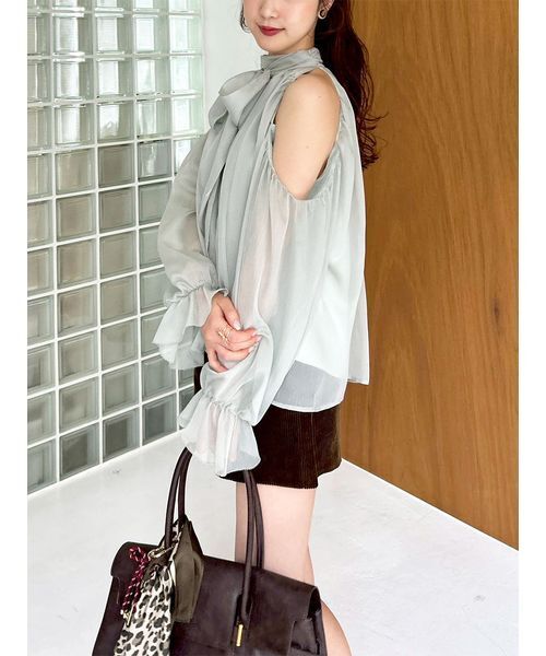 テクスチャーボウタイブラウス LILY BROWN Lily Brown （リリーブラウン)オーガンザボウタイブラウス 25