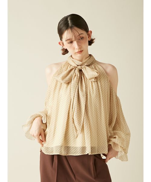 Lilybrown ドレープボウタイシフォンブラウス WEB限定カラー】ドレープボウタイシフォンブラウス（シャツ