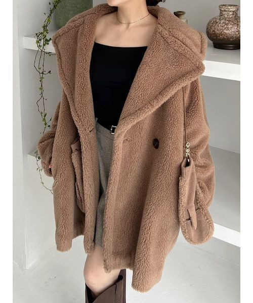 セール】ECOPELボアミドルコート（ムートンコート）｜FRAY I.D（フレイ