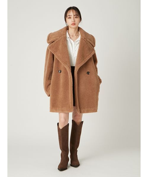 FRAY I.D（フレイアイディー）の「ECOPELボアミドルコート（ムートンコート・レディース・ピンク/アイボリー/キャメル・1/0）」の19枚目の写真