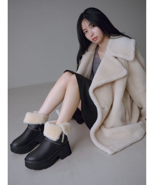 セール】ECOPELボアミドルコート（ムートンコート）｜FRAY I.D（フレイ