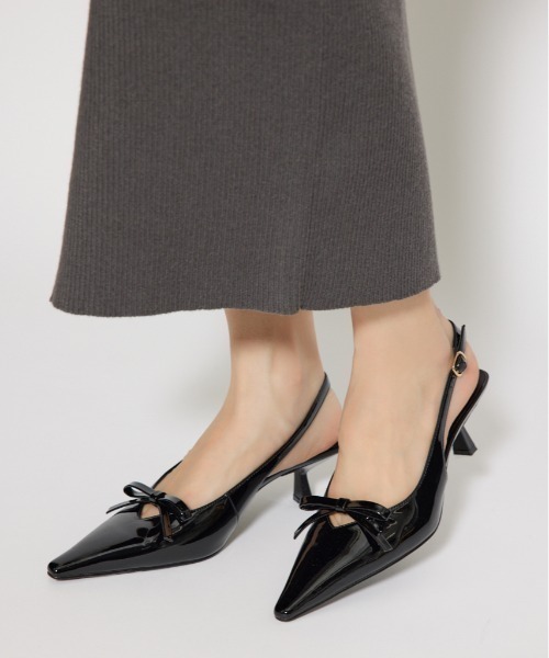 リボンエナメルミュール 靴（サンダル）｜rienda（リエンダ）の