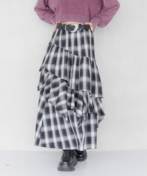 PAGEBOY（ページボーイ）の「ドロティフレアスカート/フリルスカート　【ウエストゴム・ストレスフリー】（スカート・レディース・ブラウン系その他/ブラック/ホワイト系その他/グレー/ブラウン系その他2/ブラック系その他/グリーン・FREE）」の8枚目の写真