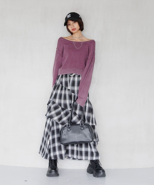 PAGEBOY（ページボーイ）の「ドロティフレアスカート/フリルスカート　【ウエストゴム・ストレスフリー】（スカート・レディース・ブラウン系その他/ブラック/ホワイト系その他/グレー/ブラウン系その他2/ブラック系その他/グリーン・FREE）」の12枚目の写真