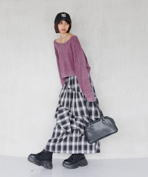 PAGEBOY（ページボーイ）の「ドロティフレアスカート/フリルスカート　【ウエストゴム・ストレスフリー】（スカート・レディース・ブラウン系その他/ブラック/ホワイト系その他/グレー/ブラウン系その他2/ブラック系その他/グリーン・FREE）」の13枚目の写真