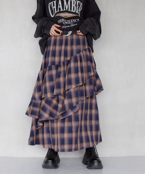 PAGEBOY（ページボーイ）の「ドロティフレアスカート/フリルスカート　【ウエストゴム・ストレスフリー】（スカート・レディース・ブラウン系その他/ブラック/ホワイト系その他/グレー/ブラウン系その他2/ブラック系その他/グリーン・FREE）」の18枚目の写真