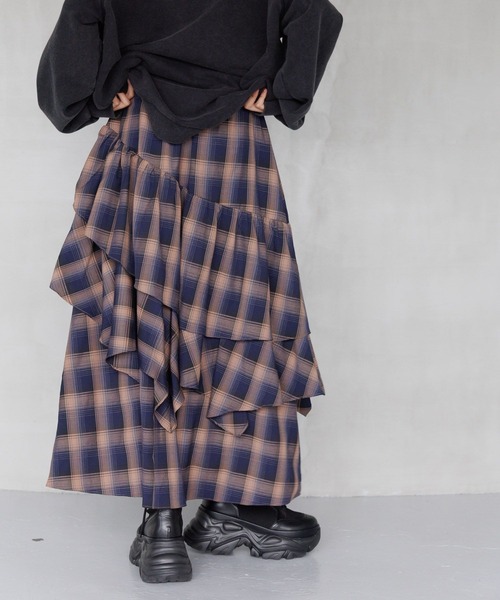 PAGEBOY（ページボーイ）の「ドロティフレアスカート/フリルスカート　【ウエストゴム・ストレスフリー】（スカート・レディース・ブラウン系その他/ブラック/ホワイト系その他/グレー/ブラウン系その他2/ブラック系その他/グリーン・FREE）」の20枚目の写真