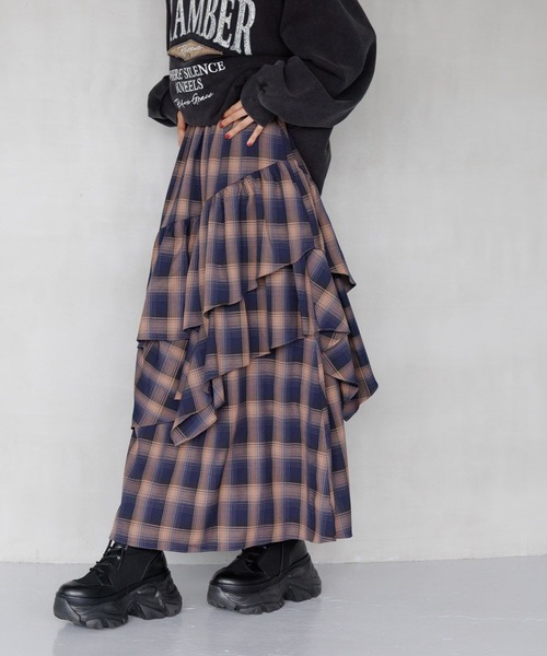 PAGEBOY（ページボーイ）の「ドロティフレアスカート/フリルスカート　【ウエストゴム・ストレスフリー】（スカート・レディース・ブラウン系その他/ブラック/ホワイト系その他/グレー/ブラウン系その他2/ブラック系その他/グリーン・FREE）」の21枚目の写真