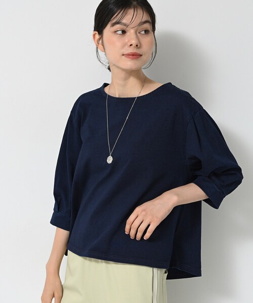 Dessin(デッサン)の「【洗える】インディゴ天竺デニム調カットソー(Tシャツ/カットソー・レディース・ライトブルー/ブルー・01/02/03)」の4枚目の写真
