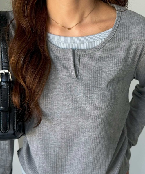 nelliy.（ネルリー）の「バイカラーレイヤード風プルオーバーTシャツ（Tシャツ/カットソー・レディース・グレー/チャコール・LARGE/MEDIUM）」の16枚目の写真