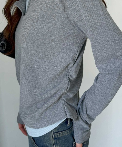 nelliy.（ネルリー）の「バイカラーレイヤード風プルオーバーTシャツ（Tシャツ/カットソー・レディース・グレー/チャコール・LARGE/MEDIUM）」の17枚目の写真