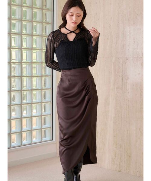 MERCURYDUO(マーキュリーデュオ)の「ストレッチレースカットソー(Tシャツ/カットソー・レディース・オフホワイト/ブラック/ライトブルー/カーキ・FREE)」の16枚目の写真