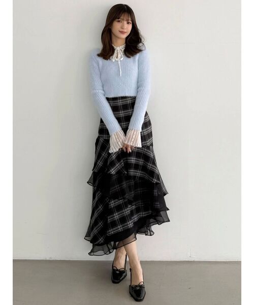 MERCURYDUO（マーキュリーデュオ）の「ストレッチレースカットソー（Tシャツ/カットソー・レディース・カーキ/ライトブルー/ブラック/オフホワイト・FREE）」の20枚目の写真