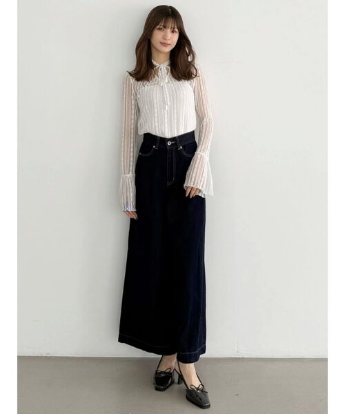 MERCURYDUO（マーキュリーデュオ）の「ストレッチレースカットソー（Tシャツ/カットソー・レディース・カーキ/ライトブルー/ブラック/オフホワイト・FREE）」の21枚目の写真