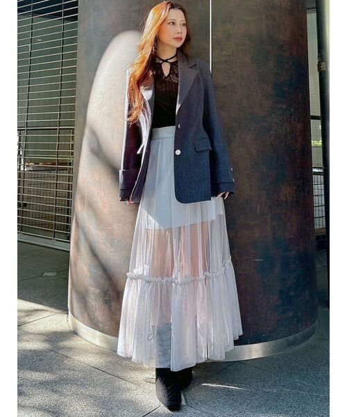 MERCURYDUO(マーキュリーデュオ)の「ストレッチレースカットソー(Tシャツ/カットソー・レディース・カーキ/ライトブルー/ブラック/オフホワイト・FREE)」の16枚目の写真