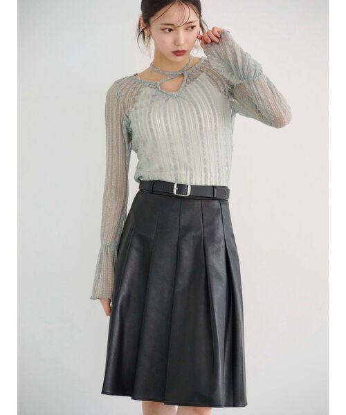 MERCURYDUO(マーキュリーデュオ)の「ストレッチレースカットソー(Tシャツ/カットソー・レディース・オフホワイト/ブラック/ライトブルー/カーキ・FREE)」の18枚目の写真