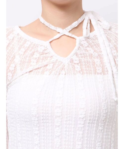 MERCURYDUO（マーキュリーデュオ）の「ストレッチレースカットソー（Tシャツ/カットソー・レディース・カーキ/ライトブルー/ブラック/オフホワイト・FREE）」の6枚目の写真