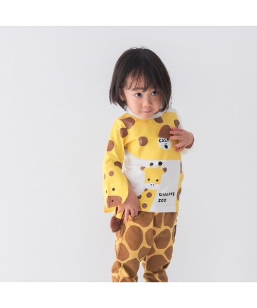 CHEEK ROOM(チークルーム)の「チークルーム きりんの親子 ロングTシャツ(Tシャツ/カットソー・キッズ・オフホワイト/ブルー/レッド・80cm/90cm/100cm/110cm/120cm/130cm)」の4枚目の写真