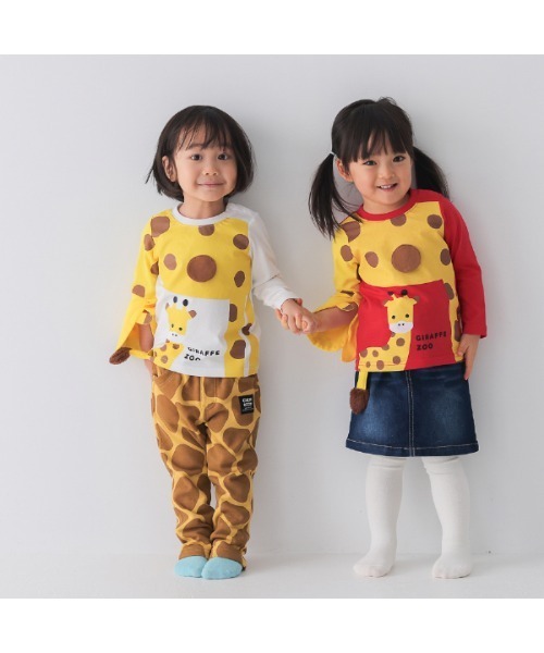 CHEEK ROOM(チークルーム)の「チークルーム きりんの親子 ロングTシャツ(Tシャツ/カットソー・キッズ・オフホワイト/ブルー/レッド・80cm/90cm/100cm/110cm/120cm/130cm)」の9枚目の写真