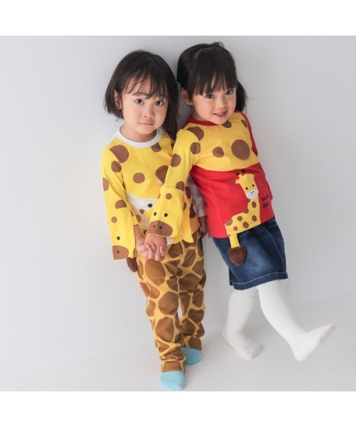 CHEEK ROOM(チークルーム)の「チークルーム きりんの親子 ロングTシャツ(Tシャツ/カットソー・キッズ・オフホワイト/ブルー/レッド・80cm/90cm/100cm/110cm/120cm/130cm)」の12枚目の写真