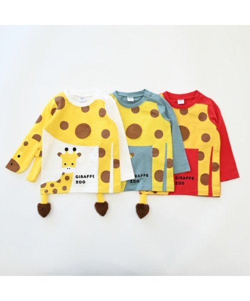 CHEEK ROOM(チークルーム)の「チークルーム きりんの親子 ロングTシャツ(Tシャツ/カットソー・キッズ・オフホワイト/ブルー/レッド・80cm/90cm/100cm/110cm/120cm/130cm)」の13枚目の写真