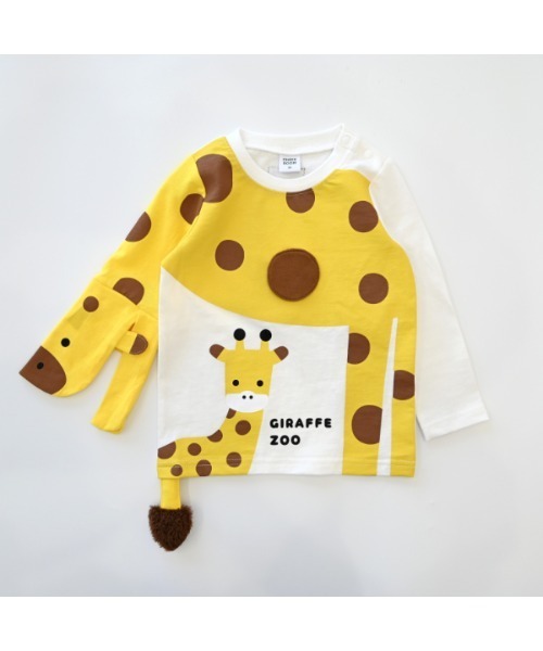 CHEEK ROOM(チークルーム)の「チークルーム きりんの親子 ロングTシャツ(Tシャツ/カットソー・キッズ・オフホワイト/ブルー/レッド・80cm/90cm/100cm/110cm/120cm/130cm)」の14枚目の写真