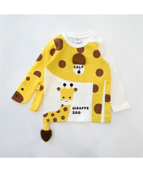 CHEEK ROOM(チークルーム)の「チークルーム きりんの親子 ロングTシャツ(Tシャツ/カットソー・キッズ・オフホワイト/ブルー/レッド・80cm/90cm/100cm/110cm/120cm/130cm)」の15枚目の写真