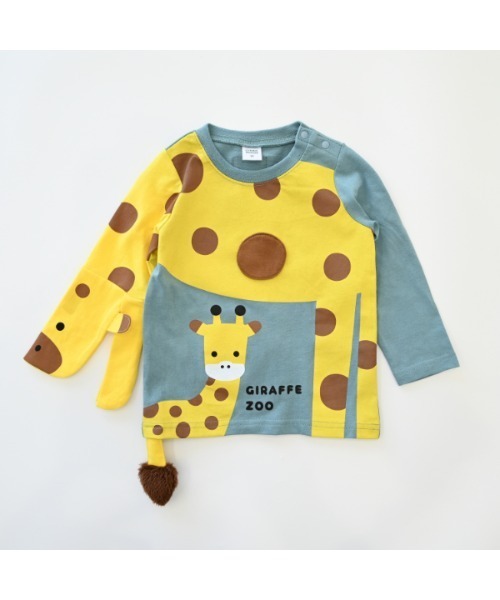 CHEEK ROOM(チークルーム)の「チークルーム きりんの親子 ロングTシャツ(Tシャツ/カットソー・キッズ・オフホワイト/ブルー/レッド・80cm/90cm/100cm/110cm/120cm/130cm)」の18枚目の写真