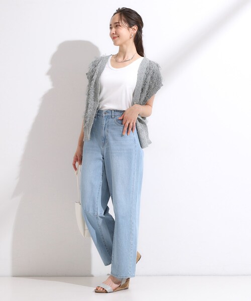 SHOO・LA・RUE（シューラルー）の「【洗える/S-LL】首元きれい テレコリブタンクトップ（タンクトップ・レディース・ブラック系2/ブルー系2/ブラック/ホワイト・03/04/01/02）」の7枚目の写真