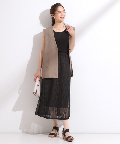 SHOO・LA・RUE（シューラルー）の「【洗える/S-LL】首元きれい テレコリブタンクトップ（タンクトップ・レディース・ブラック系2/ブルー系2/ブラック/ホワイト・03/04/01/02）」の11枚目の写真