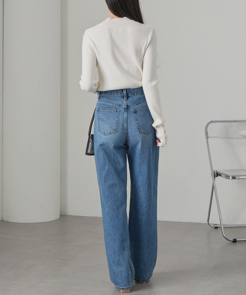 Cieluna(シエルナ)の「【Cieluna】袖ボタンハイネックリブニットプルオーバー(ニット/セーター・レディース・チャコール/ブラック/オフホワイト/ボルドー/ライトグレー/ネイビー・L/M)」の16枚目の写真