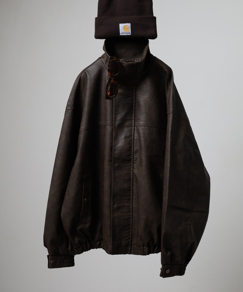 JUNGLESTOTM ウォッシュ PU レザーブルゾン（ブルゾン）｜JUNGLE