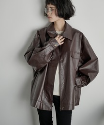 THE YOn レザージャケット THE Yon コート アウター フェイクレザーオーバージャケット