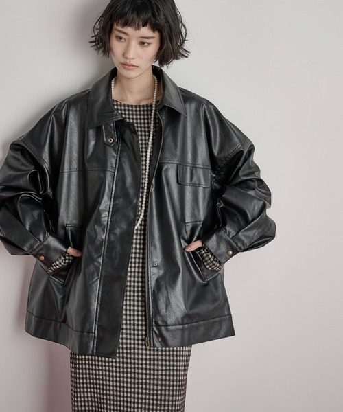 ANDREA &Co AUBREY フェイクレザーオーバージャケット ANDREA &Co AUBREY フェイクレザーオーバージャケット