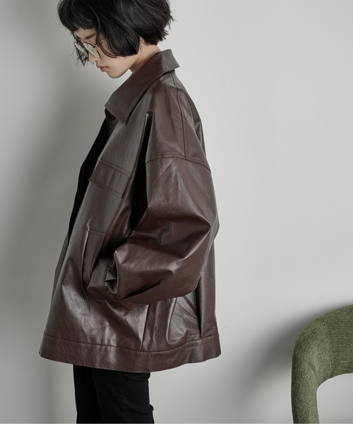 フェイクレザーオーバージャケット（その他アウター）｜THE YOn